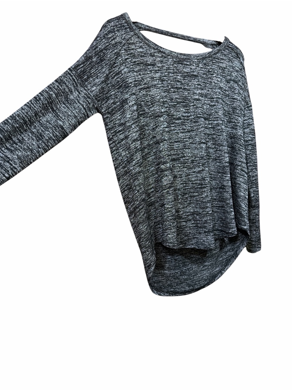 Rag & Bone Gray Black Marled Draped Back Long Sleeve Top Oversized Open Back - Picture 3 of 7